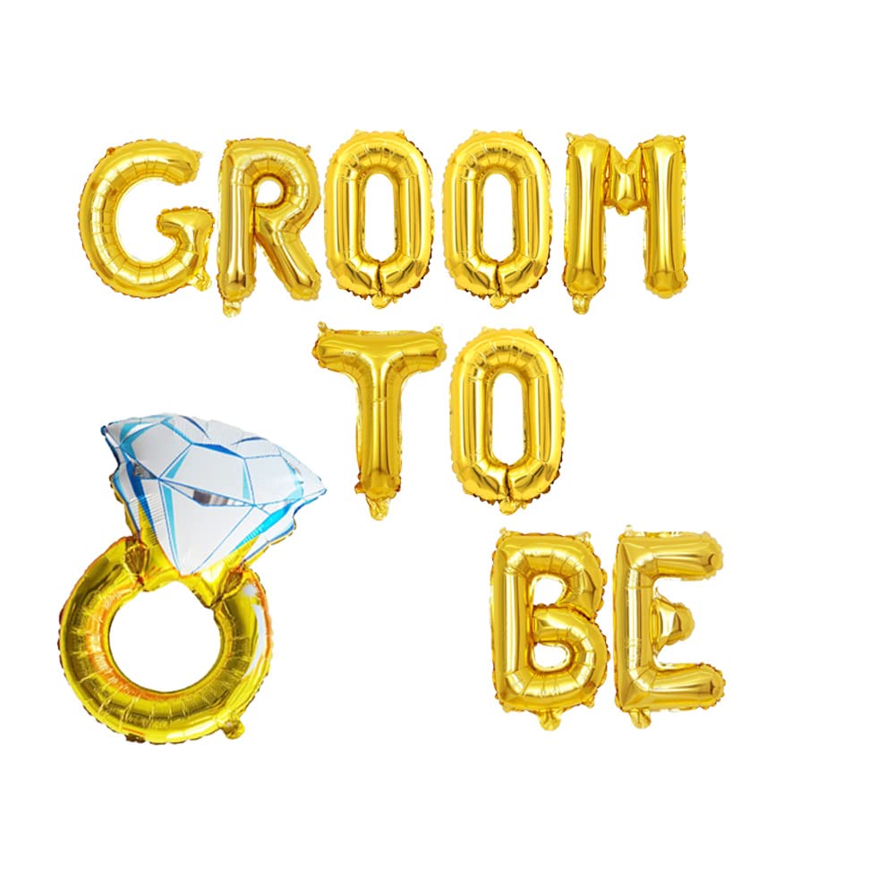 KUNGOON Groom To Be Balloons Banner,Golden Bachelor Party Sign,Men Bachelor/Team Groom/Bridegroom To Be Themed Decor for Bridegroom Shower Engagement Wedding Party Decorations .(Gold)