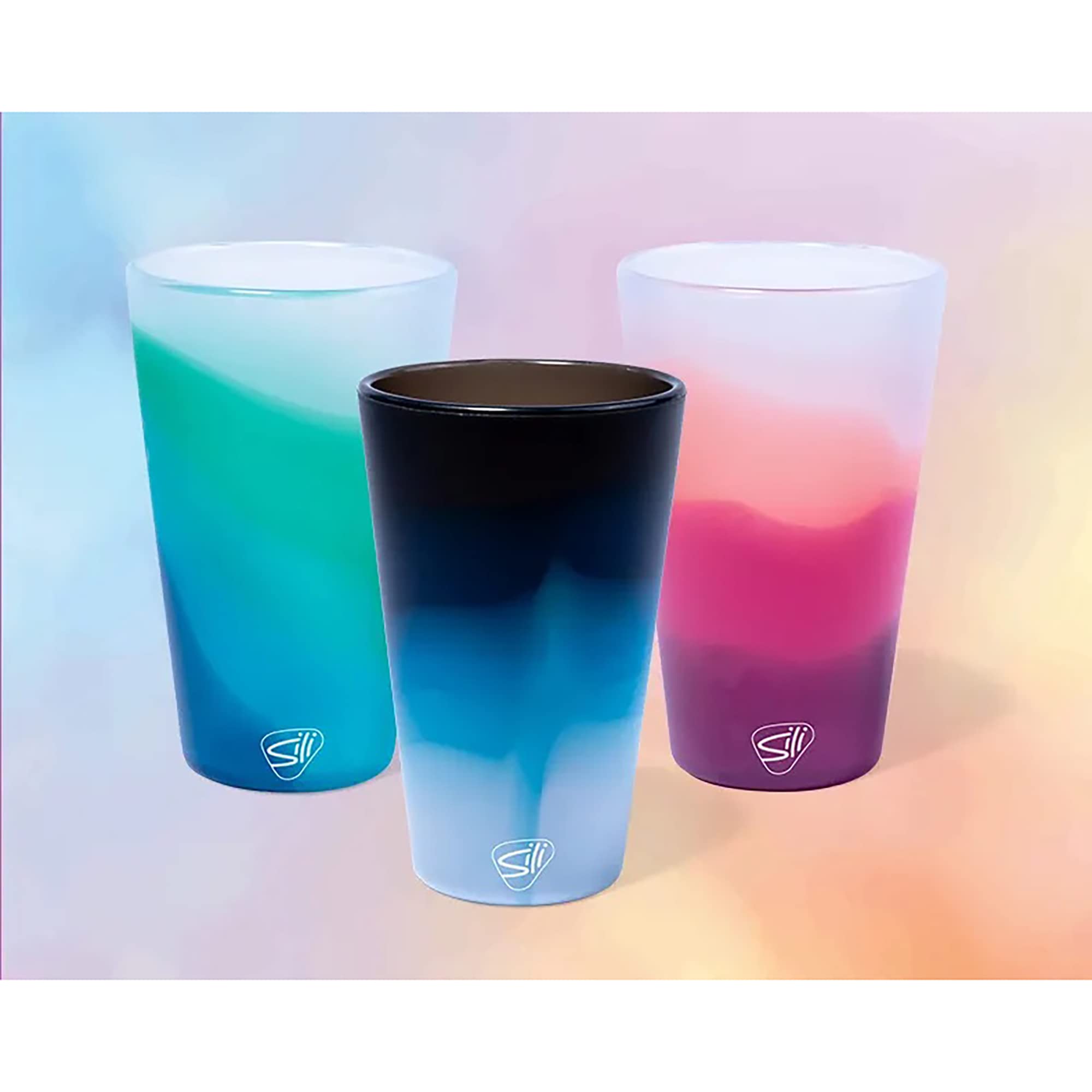 Silipint: Silicone Pint Glasses: 2 Pack Moon Beam - 16oz Unbreakable Cups, Flexible, Sustainable, Hot/Cold, Non-Slip Easy Grip