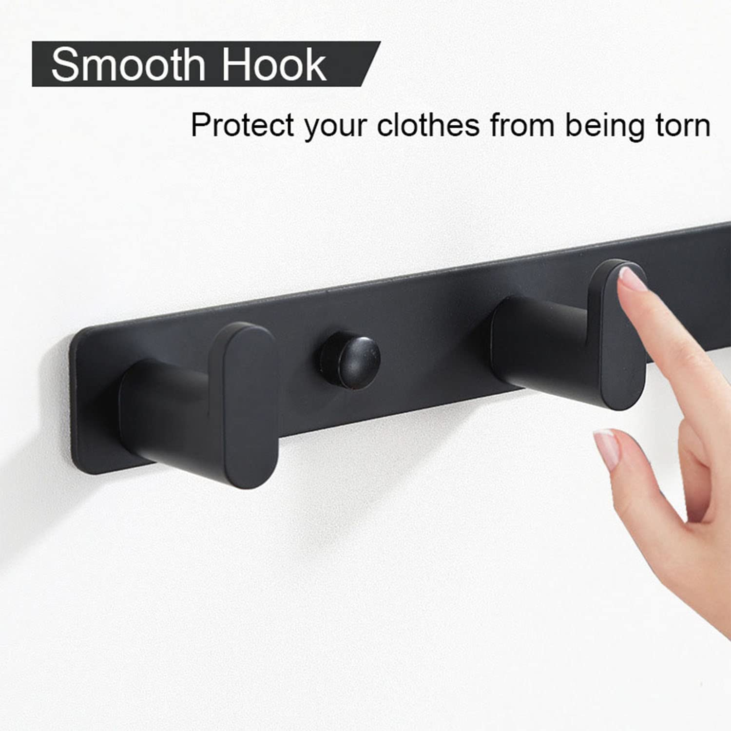 TocTen Coat Rack Wall Mounted - Heavy Duty Wall Hooks 304 Stainless Steel Coat Hook Rail with 4 Hanging Hooks, Towel Hook Rack for Coat/Hat/Towel/Purse/Key/Entryway/Bathroom (Black, 4 Hook)