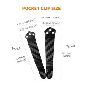 Qtcial 2 Pack Carbon Fiber Pocket Clip Fits For Spyderco PM2 Manix Delica，C81, C149, C11, C10, C41, C223, C101, C95, C90 And More, Premium Custom-made Pocket Clip with 6 Pieces Screws, Black