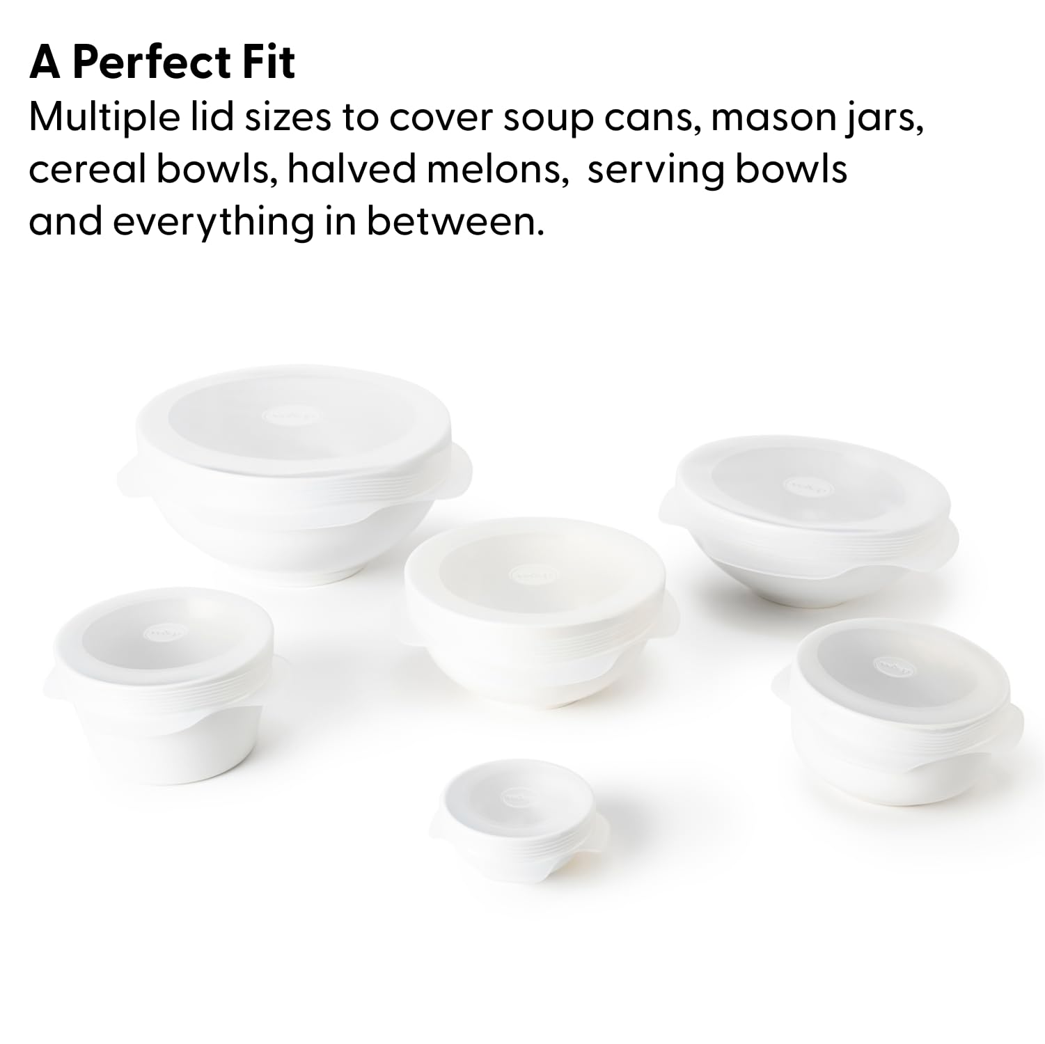 W&P Reusable Silicone Stretch Lid, Set of 6 Circular Lids, Dishwasher Safe, Freezer Safe, LFGB/Premium Materials, Microwave Safe, Clear