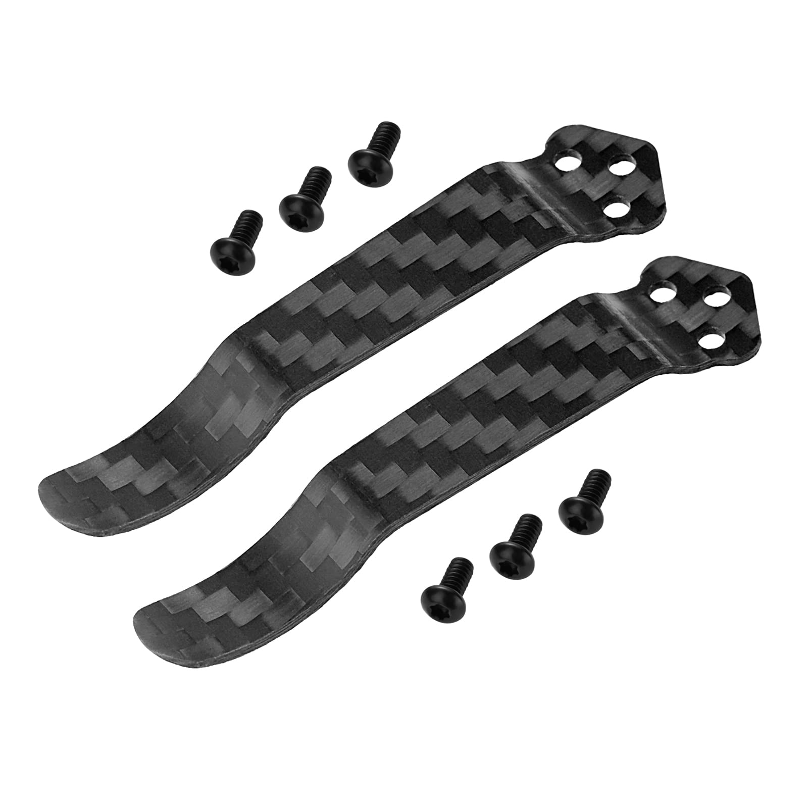 Qtcial 2 Pack Carbon Fiber Pocket Clip Fits For Spyderco PM2 Manix Delica，C81, C149, C11, C10, C41, C223, C101, C95, C90 And More, Premium Custom-made Pocket Clip with 6 Pieces Screws, Black