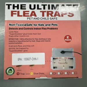 Flea Trap Indoor 2Pcs,Flea Strap Flea Killer Trap Pad Bed Bug Trap with 2 Glue Discs Odorless flea Light Bulb for Inside Your Home Like Fleas,Flies,Mosquitoes,Gnats,Moths