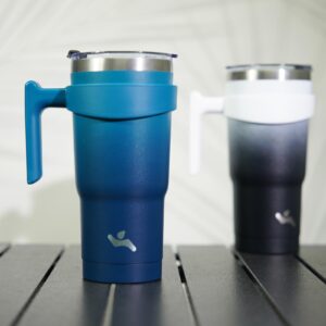 Konokyo 20 oz Tumbler with Handle and 2 Straw 2 Lid, Insulated Water Bottle Stainless Steel Vacuum Cup Reusable Travel Mug, Navy Blue