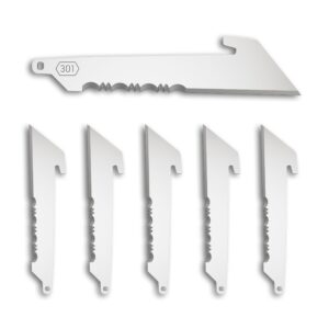 outdoor edge razorsafe 3" utility with serrations | 6 pack of stainless edc utility blades | compatible 3" razor blade knives | perfect for work & everyday carry