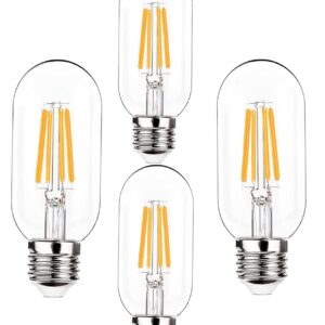 MMBGJKG Dimmable T45 LED Edison Bulb,2700K Warm White,5W Antique Tubular LED Filament Bulbs,60 Watt Equivalent E26 Base,Pack of 4