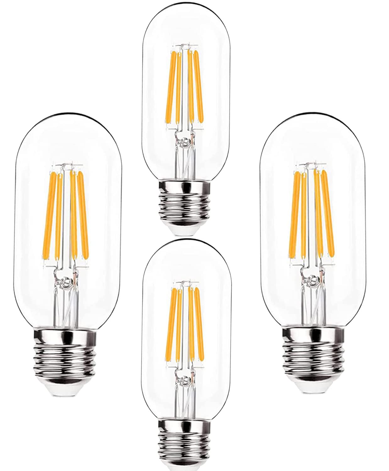 MMBGJKG Dimmable T45 LED Edison Bulb,2700K Warm White,5W Antique Tubular LED Filament Bulbs,60 Watt Equivalent E26 Base,Pack of 4