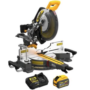 dewalt dcs781x1 60v max brushless sliding double bevel lithium-ion 12 in. cordless miter saw kit (9 ah)