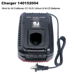 19.2V C3 Charger Replacement for Craftsman 19.2 Volt Lithium-ion & Ni-cad Battery Charger 140152004 DieHard XCP Battery 1425301 1323903 130279005 11375 11376 315.PP2011