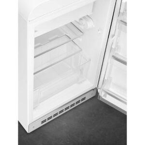 Smeg FAB10 50's Retro Style Aesthetic Refrigerator with 4.48 Cu Total Capacity, 2 Glass Shelves, LED Internal Light, 22-Inches, Cream Left Hand Hinge Made In Italy