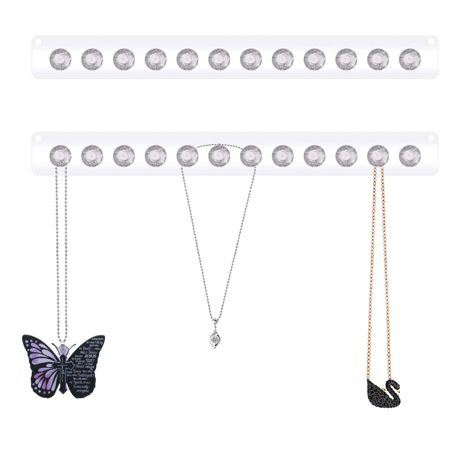 Yolev 2 Pack Necklace Hangers Acrylic Necklaces Holder Wall Mounted Jewelry Organizer Hanging Necklace Holder, Shape Hooks, Jewelry Hangers for Necklace,