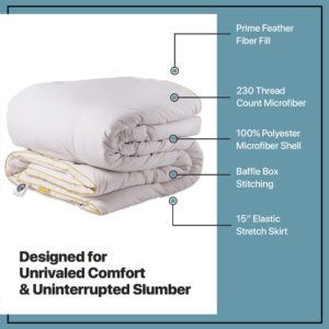 Simmons Feather Bed Twin Mattress Topper with 230TC Microfiber Shell - Skin Friendly Prime Feather Fiber Baffle Box Mattress Topper with 15” Skirt for Twin Size Bed - Plush Mattress Pad, 39”x75