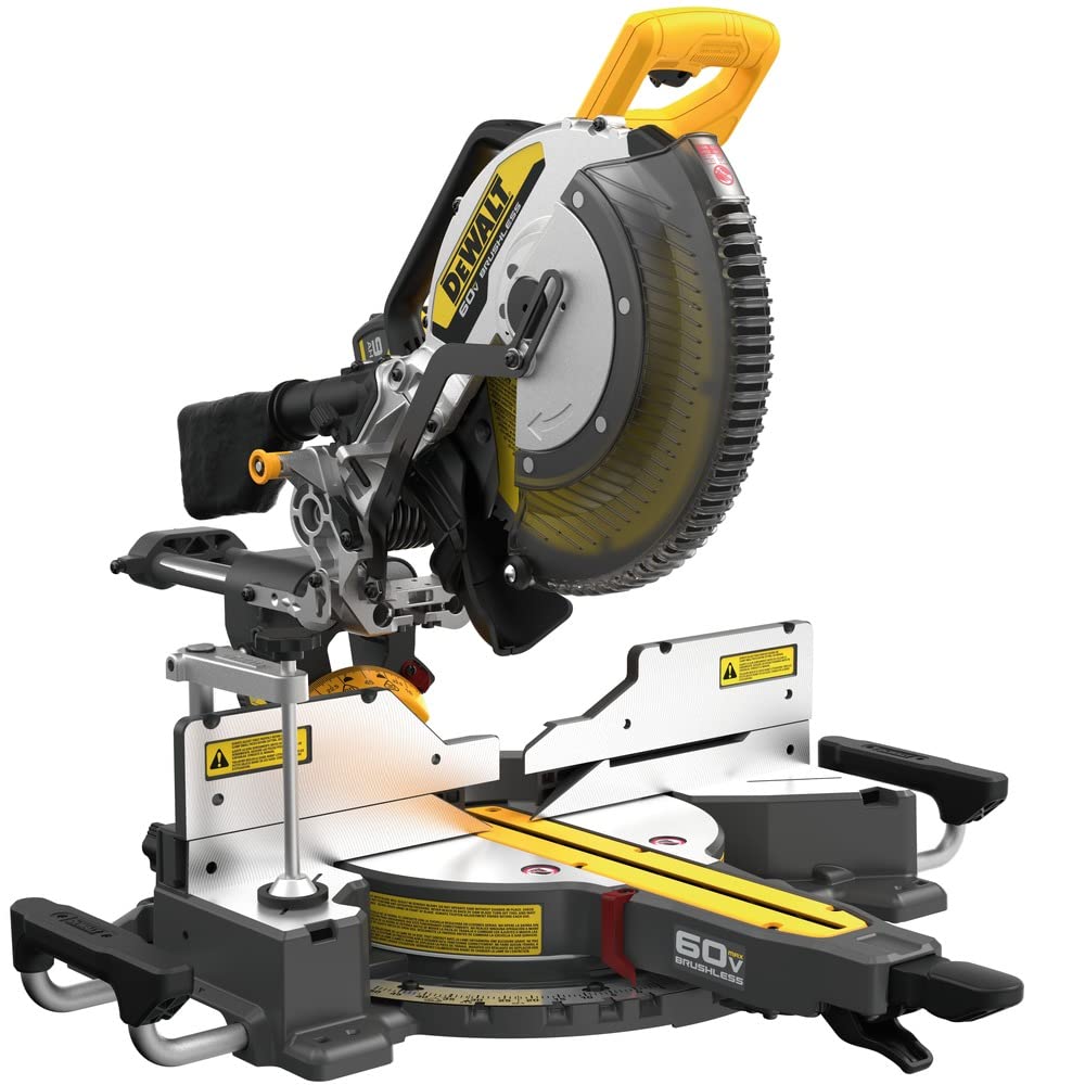 Dewalt DCS781X1 60V MAX Brushless Sliding Double Bevel Lithium-Ion 12 in. Cordless Miter Saw Kit (9 Ah)