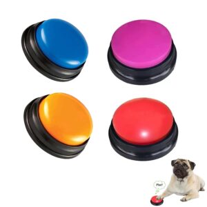 finest+ voice recording button for communication pet training buzzer, 30 second record&playback dog toy, voice recording clicker for cat, puppy, pet trainin, funny gift for study office home 4 pcs