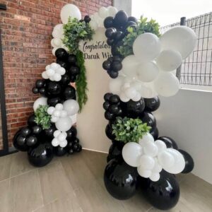 Black and White Balloon Garland Kit, 124Pcs Arch Kit with Confetti White and Black Balloons, Bright Durable Latex Balloons for Birthday, Anniversary, Wedding, Engagement, Graduation, Party Decorations