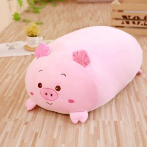 TONGSONG 8 Inch Long Plush Pig Stuffed Animal Pig Hugging Pillow Cuddly Pig Pillow Plushies Toy Home Decor Pink Piggy Huggable Anime Gifts for Kids and Lovers in Birthday, Valentines