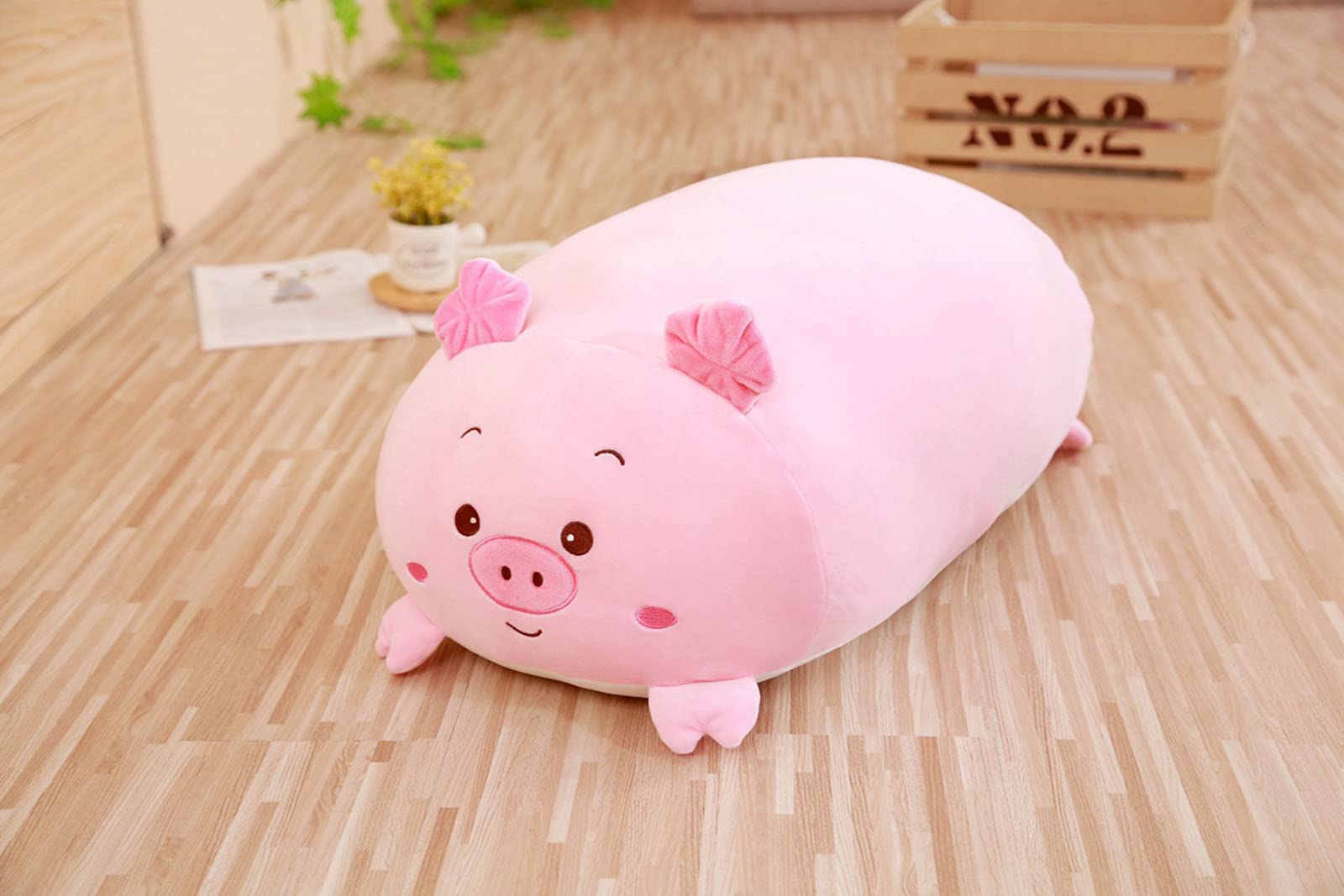 TONGSONG 8 Inch Long Plush Pig Stuffed Animal Pig Hugging Pillow Cuddly Pig Pillow Plushies Toy Home Decor Pink Piggy Huggable Anime Gifts for Kids and Lovers in Birthday, Valentines