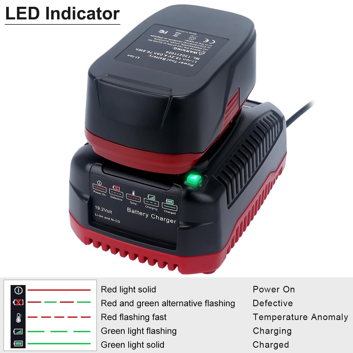 19.2V C3 Charger Replacement for Craftsman 19.2 Volt Lithium-ion & Ni-cad Battery Charger 140152004 DieHard XCP Battery 1425301 1323903 130279005 11375 11376 315.PP2011