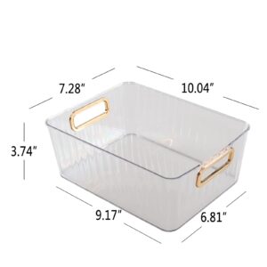 Innouse 4 Packs Clear Pantry Freezer Organizer Bins, Small Plastic Cosmetics Storage Container Bin