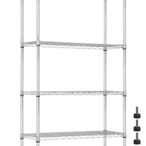 YYkokocat 4 Tier Shelving Unit 62" H Adjustable Metal Shelves w/Wheels Heavy Duty Storage Shelf 1400Lb Capacity Garage Shelving Storage Wire Shelving for Kitchen, 36" L x 14" D x 62" H, Chrome