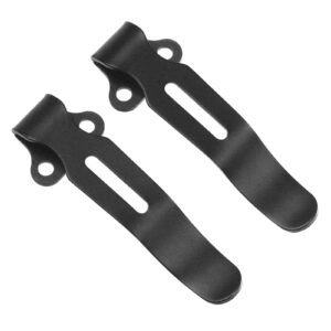 2 Pack Deep Carry Pocket Clips with 4 Pieces Screws, Stainless Steel Pocket Knife Clip Replacement for Benchmade Bugout 535 and More, Anodized Finish, Black