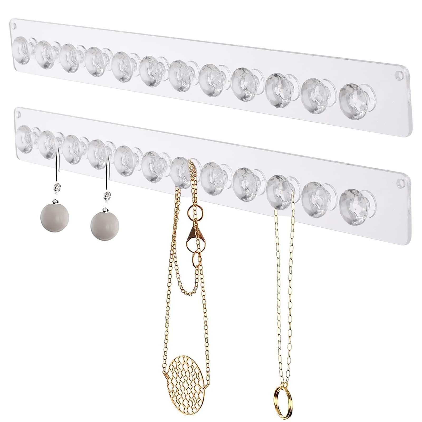 Yolev 2 Pack Necklace Hangers Acrylic Necklaces Holder Wall Mounted Jewelry Organizer Hanging Necklace Holder, Shape Hooks, Jewelry Hangers for Necklace,