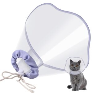 cat cone, cat cones alternative to stop licking and scratching, soft cone for cats after surgery with drawstrings, comfortable pet cones for cats to recovery wound