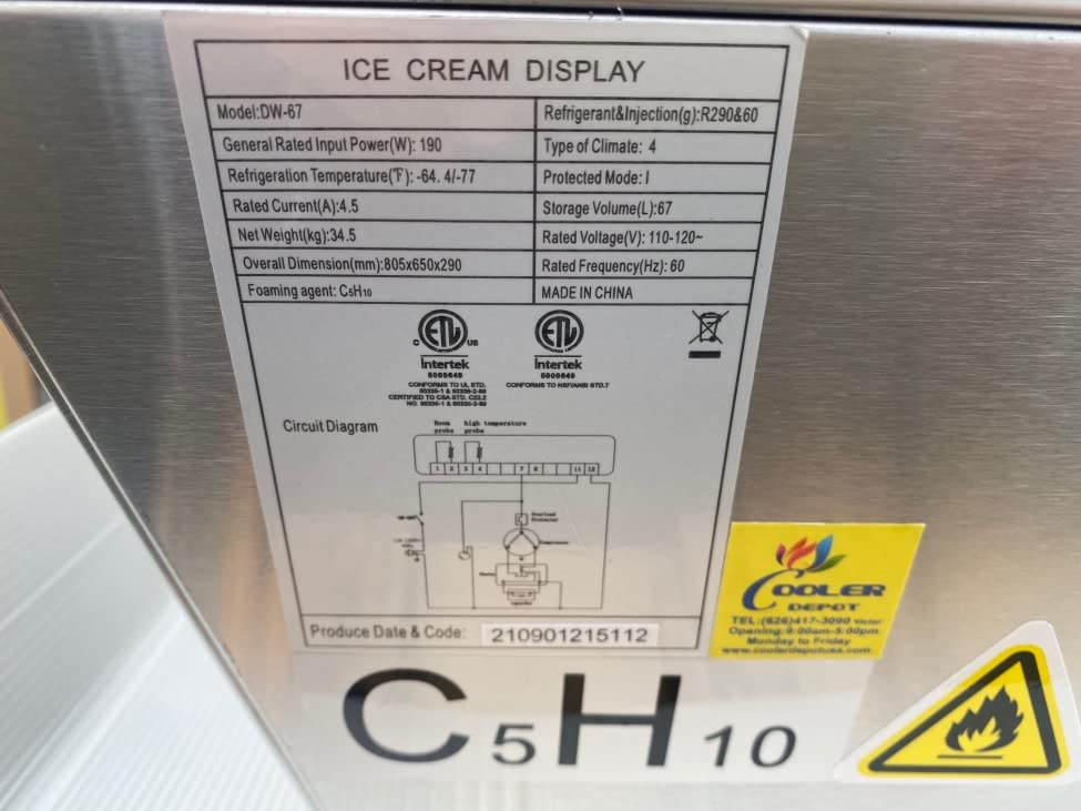 Gelato Freezer Display Case Dipping Cabinet Pan Ice cream Countertop White Frame 4 Pan DW-67L