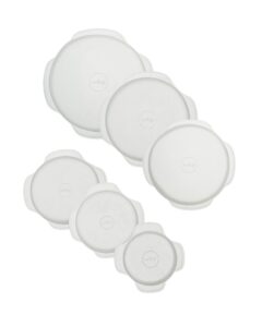 w&p reusable silicone stretch lid, set of 6 circular lids, dishwasher safe, freezer safe, lfgb/premium materials, microwave safe, clear