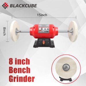 BLACKCUBE Bench Buffer Polisher Motor with 8 Inch Dual Buffering Wheels, Benchtop Polishing Machine for Jewelry, Metal, Wood, Plastic and Knife Sharpening