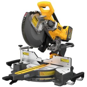 Dewalt DCS781X1 60V MAX Brushless Sliding Double Bevel Lithium-Ion 12 in. Cordless Miter Saw Kit (9 Ah)