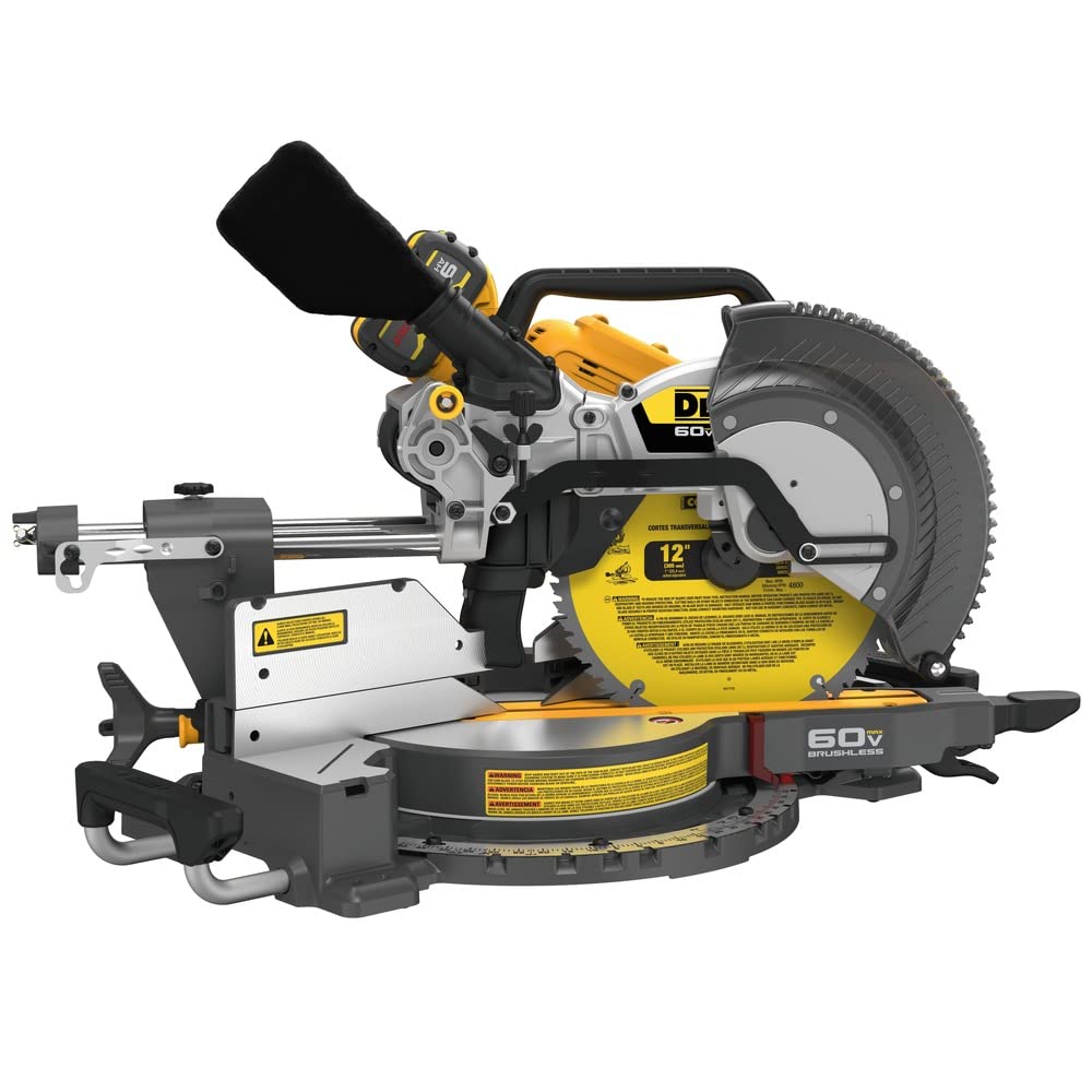 Dewalt DCS781X1 60V MAX Brushless Sliding Double Bevel Lithium-Ion 12 in. Cordless Miter Saw Kit (9 Ah)