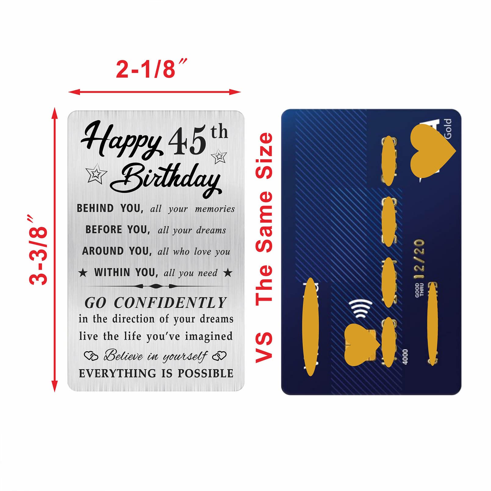 MOQIYXL Happy 45th Birthday Card for Men Women, Small Engraved Wallet Card for 45 Year Old Birthday Gifts