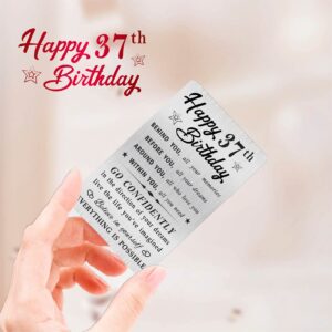 MOQIYXL Happy 37th Birthday Card for Men Women, Small Engraved Wallet Card for 37 Year Old Birthday Gifts