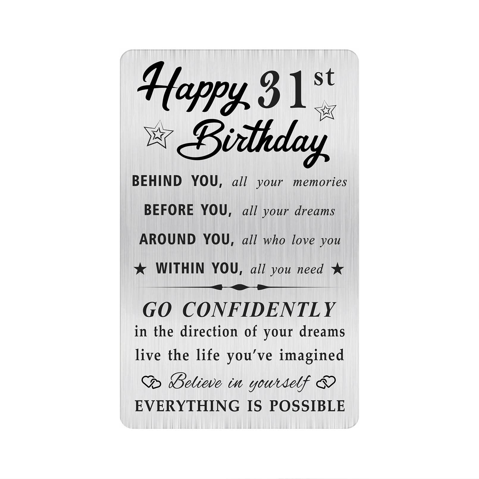 MOQIYXL Happy 31st Birthday Card for Men Women, Small Engraved Wallet Card for 31 Year Old Birthday Gifts