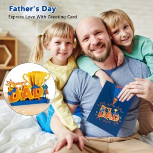 YOULEY Pop Up Fathers Day Card Funny Best Dad Card with Envelope and Note Card Father’s Day Gift Thank You Card Greeting Card Birthday Card for Dad Grandpa from Daughter Son Wife