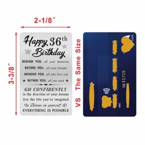 MOQIYXL Happy 36th Birthday Card for Men Women, Small Engraved Wallet Card for 36 Year Old Birthday Gifts