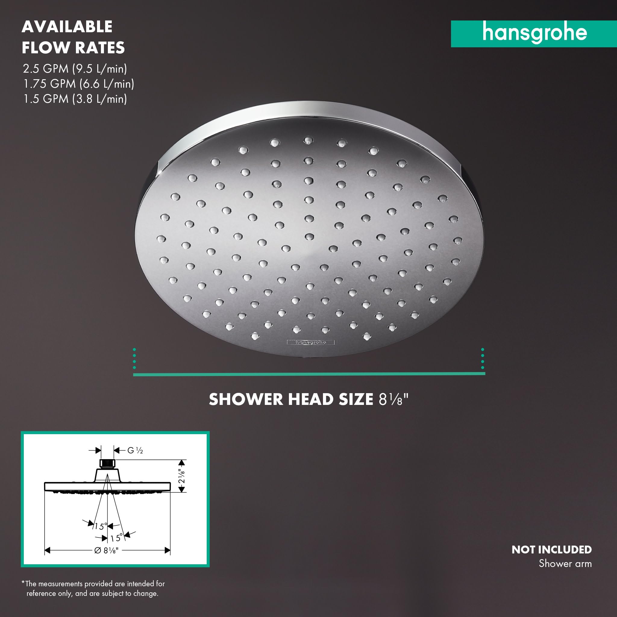 hansgrohe Vernis Blend 8-inch Rain Showerhead 1-Spray Full in Brushed Nickel, 2.5 GPM, 26271821