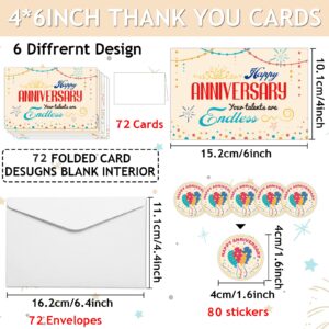 72Sets Employee Anniversary Cards Business Employee Thank You Cards Encouragement Work Team Greeting Cards 6 Different Design Card Notecards Staff Appreciation Anniversary Cards including 36Pcs