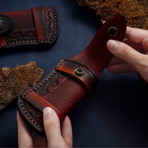 2PC Hand Made Carved Leather Sheath for Folding Knife Cover Pouch Belt Clip