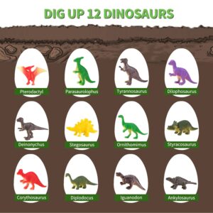 12 Dinosaur Eggs Toys, Surprise Pack with 12 Unique Dinosaur Figures,Goodie Bag Stuffers,Pinata fillers, Easter Eggs dongcoh,Carnival Prizes Treasure Box，Birthday Party Gifts for Kids