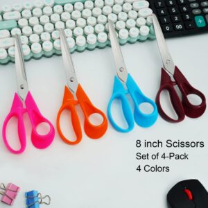 Scissors,8" Ultra Sharp Office Scissors All Purpose Ergonomic Design Comfort-Grip Handles Craft Scissors for Office Home Sewing Fabric School Student Teacher Scissors Set