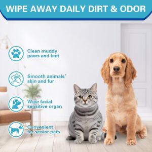 Dogcator Deodorizing Bathing Wipes for Dogs and Cats, Hypoallergenic Dog Glove Wipes for Cleaning | Fragrance Free Natural Puppy Glove Wipes | Soothes Itchy Dry Skin | 32 Count