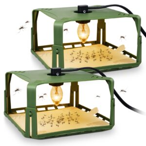 flea trap indoor 2pcs,flea strap flea killer trap pad bed bug trap with 2 glue discs odorless flea light bulb for inside your home like fleas,flies,mosquitoes,gnats,moths