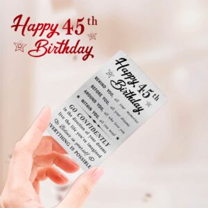 MOQIYXL Happy 45th Birthday Card for Men Women, Small Engraved Wallet Card for 45 Year Old Birthday Gifts