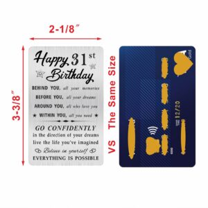 MOQIYXL Happy 31st Birthday Card for Men Women, Small Engraved Wallet Card for 31 Year Old Birthday Gifts