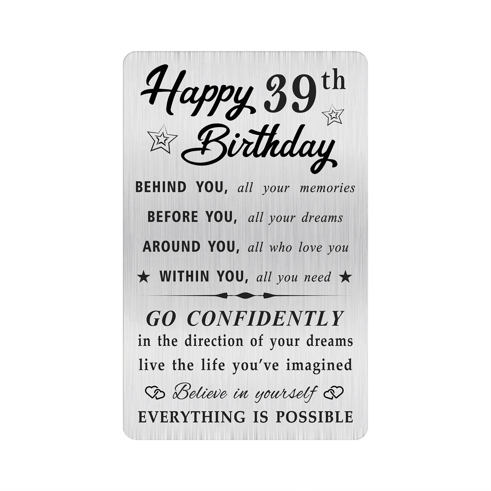 MOQIYXL Happy 39th Birthday Card for Men Women, Small Engraved Wallet Card for 39 Year Old Birthday Gifts