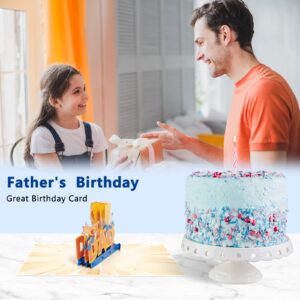 YOULEY Pop Up Fathers Day Card Funny Best Dad Card with Envelope and Note Card Father’s Day Gift Thank You Card Greeting Card Birthday Card for Dad Grandpa from Daughter Son Wife