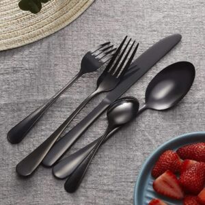 RBG Essentials Heavy-duty Stainless Steel Utensils Flatware Set, 20-piece Black Silverware Cutlery Set