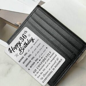 MOQIYXL Happy 36th Birthday Card for Men Women, Small Engraved Wallet Card for 36 Year Old Birthday Gifts